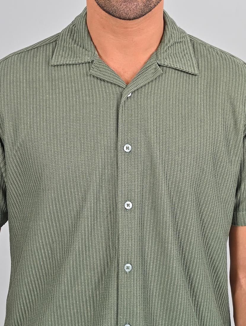men self design cuban collar shirt - 21460881 - Standard Image - 5