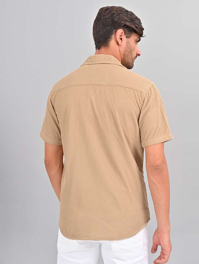 men self design cuban collar shirt - 21460883 - Standard Image - 3