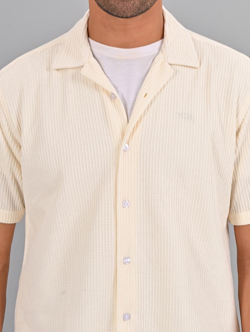 men self design cuban collar shirt - 21460888 - Standard Image - 5