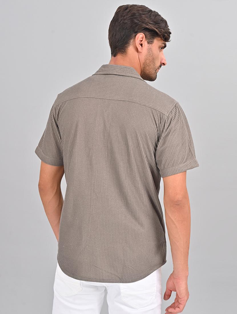 men self design cuban collar shirt - 21460893 - Standard Image - 3