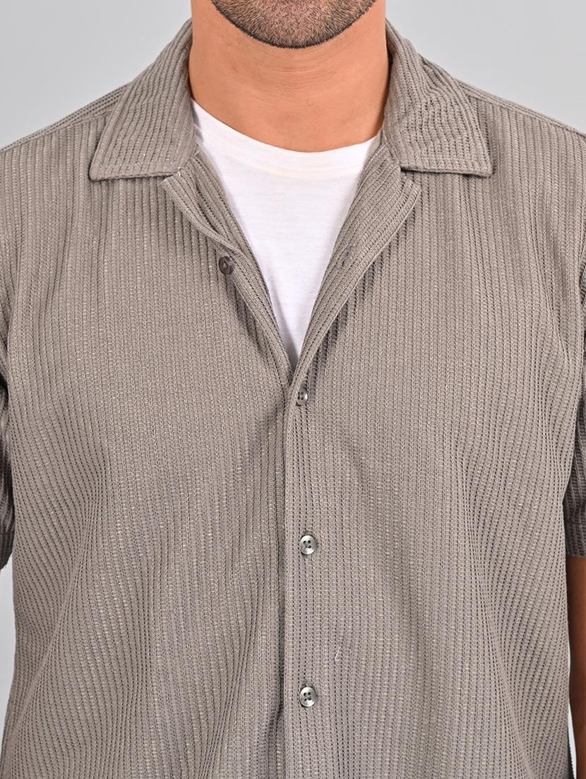men self design cuban collar shirt - 21460893 - Standard Image - 5