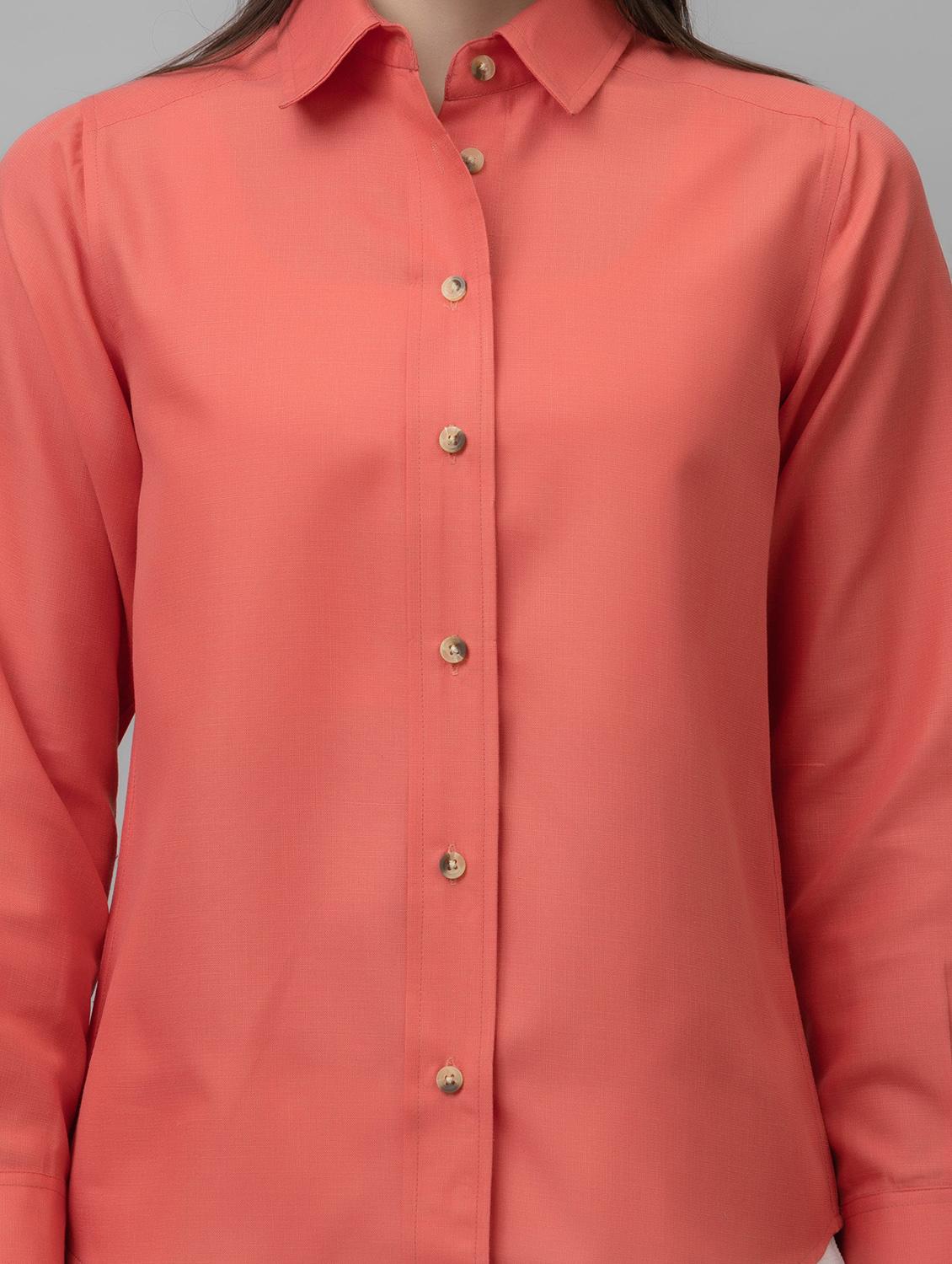 women solid collared long sleeves regular shirt - 21461004 - Standard Image - 5
