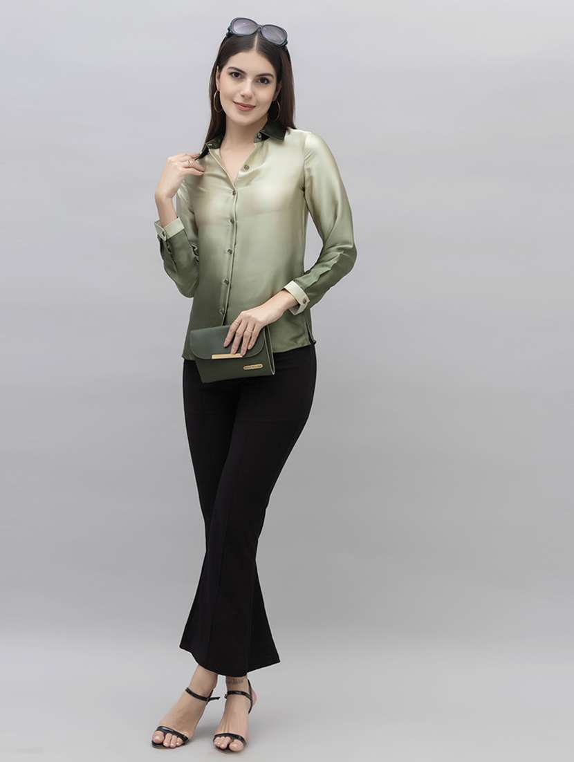 women ombre collared long sleeves shirt - 21461016 - Standard Image - 3