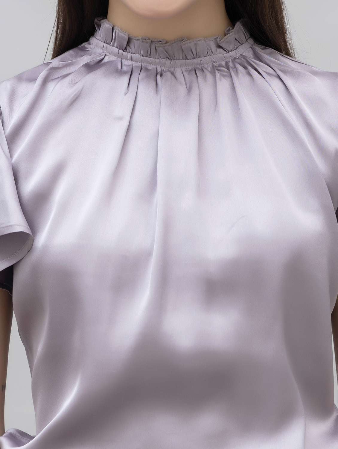 women solid mock neck regular fit top - 21461034 -  Standard Image - 5