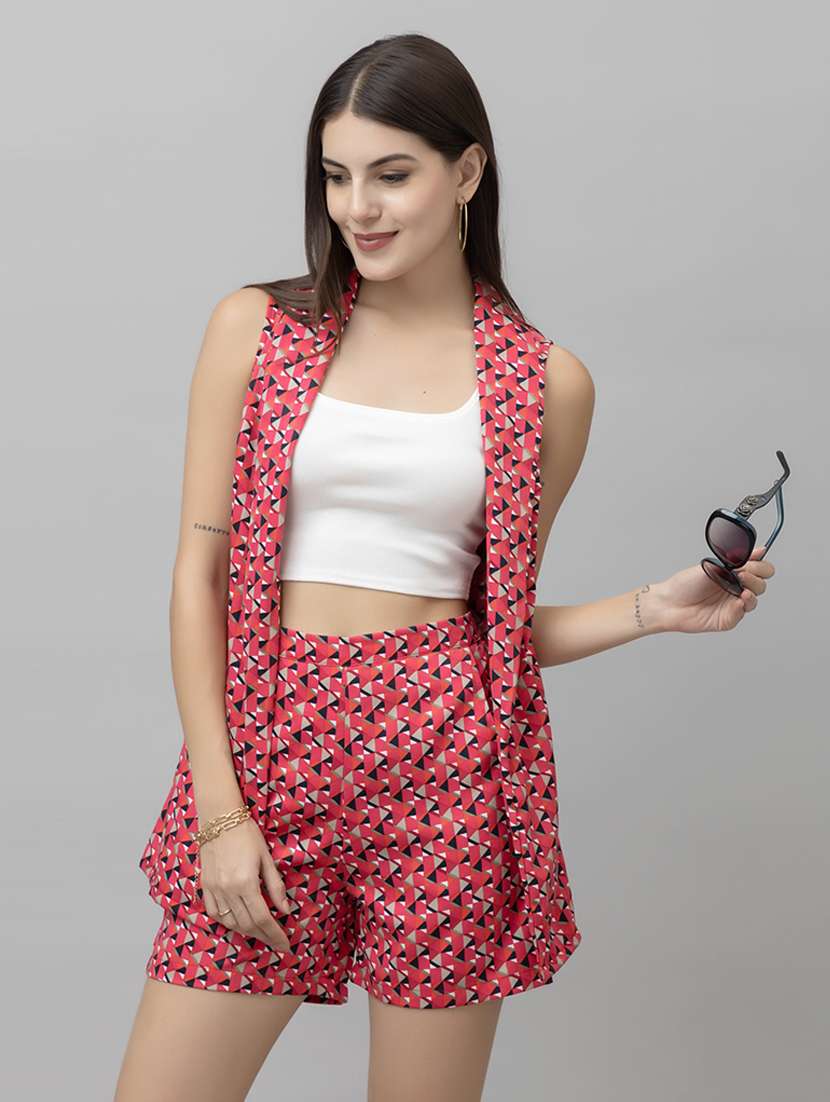 women printed top and shorts co-ord set - 21461042 - Zoom Image - 0