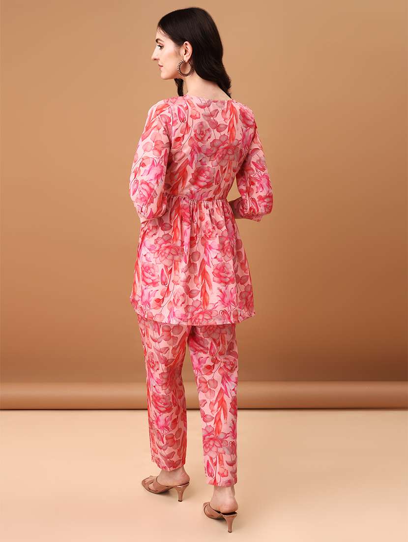 women pink floral printed co-ord set - 21461072 -  Standard Image - 3