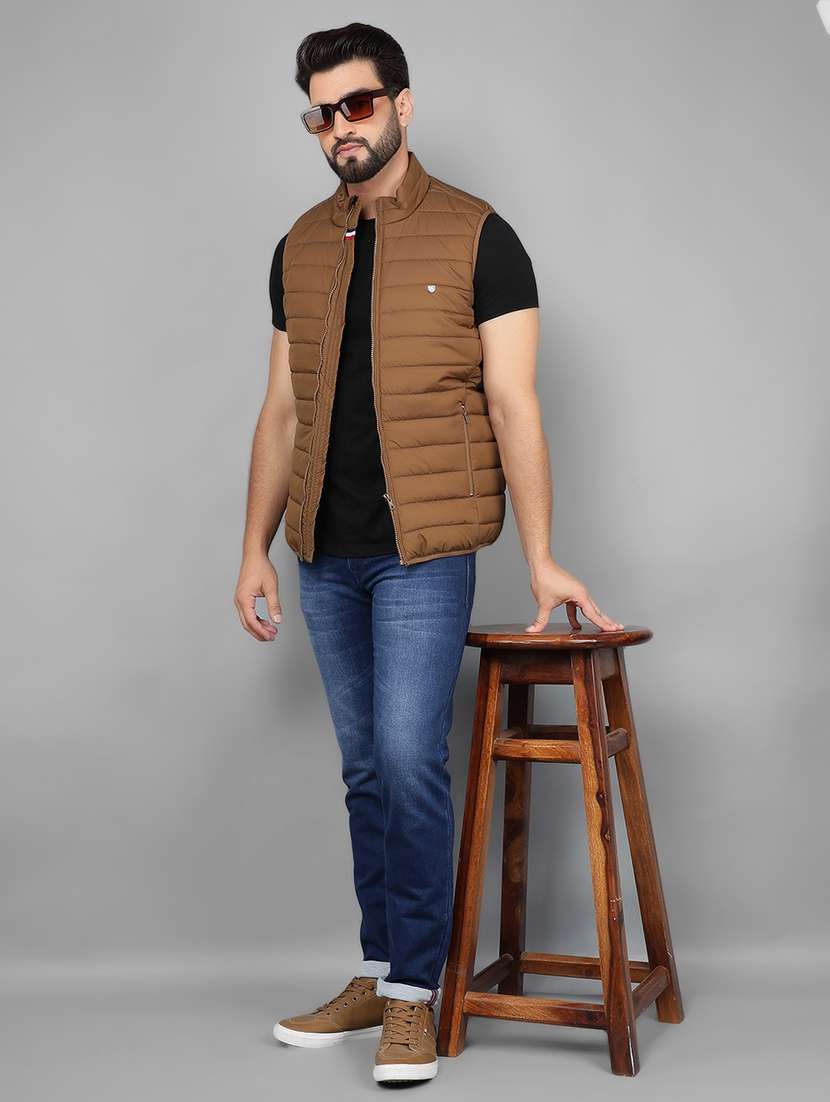 men sleeveless solid quilted jacket - 21461092 - Standard Image - 5