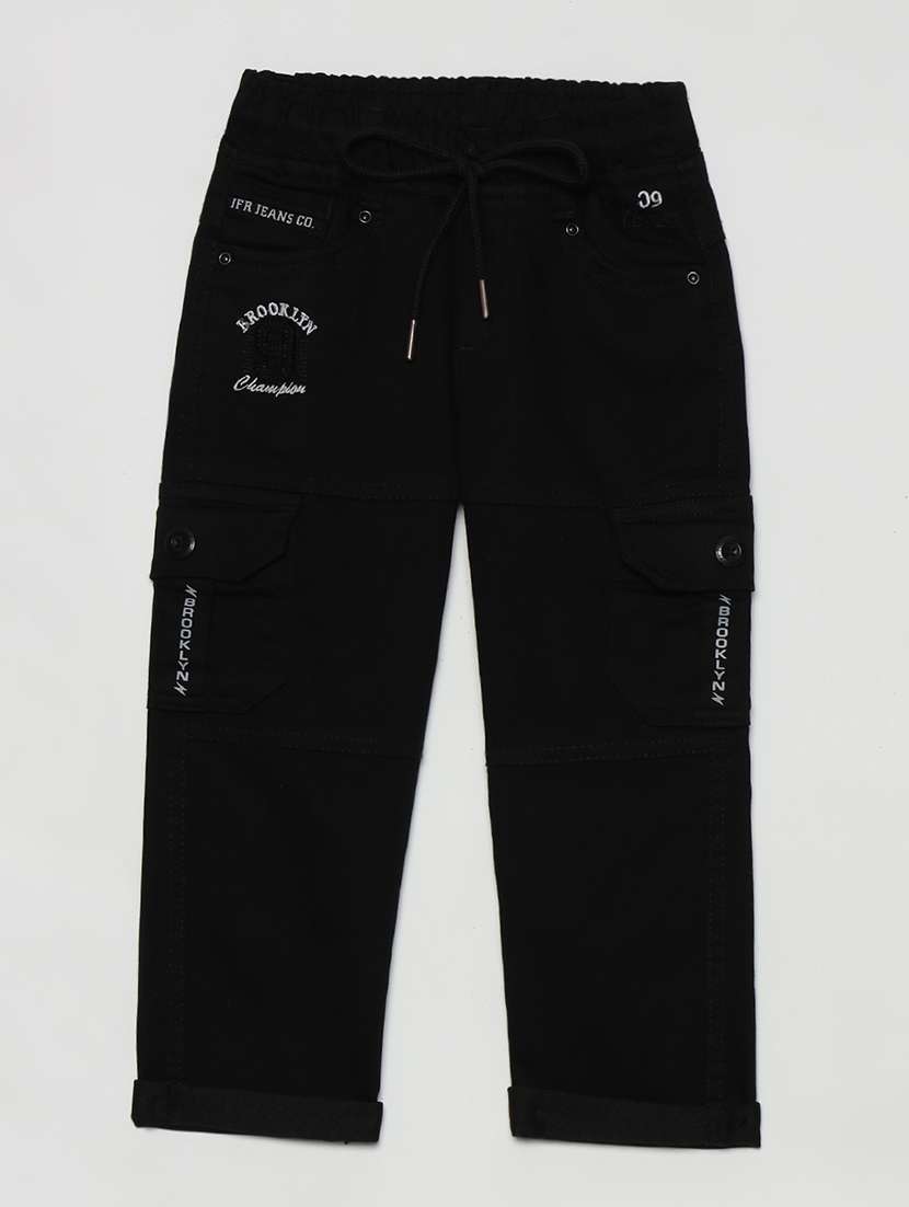 boys mid rise cotton plain jeans