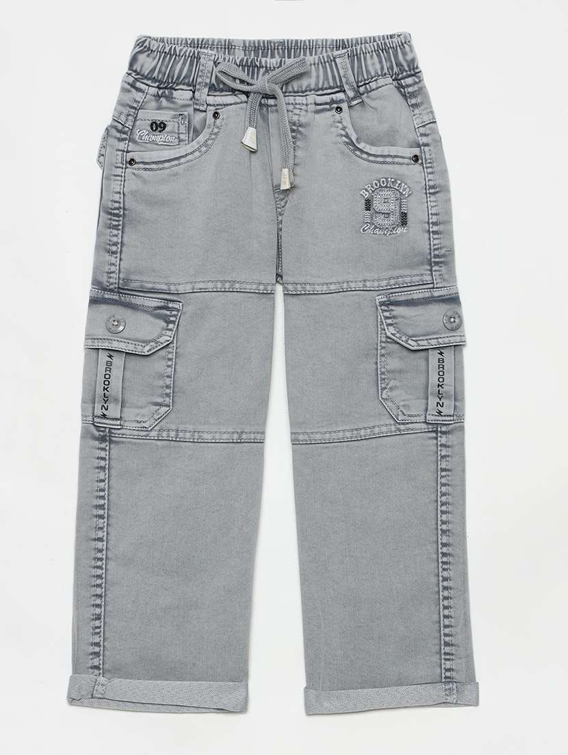 boys mid rise cotton plain jeans