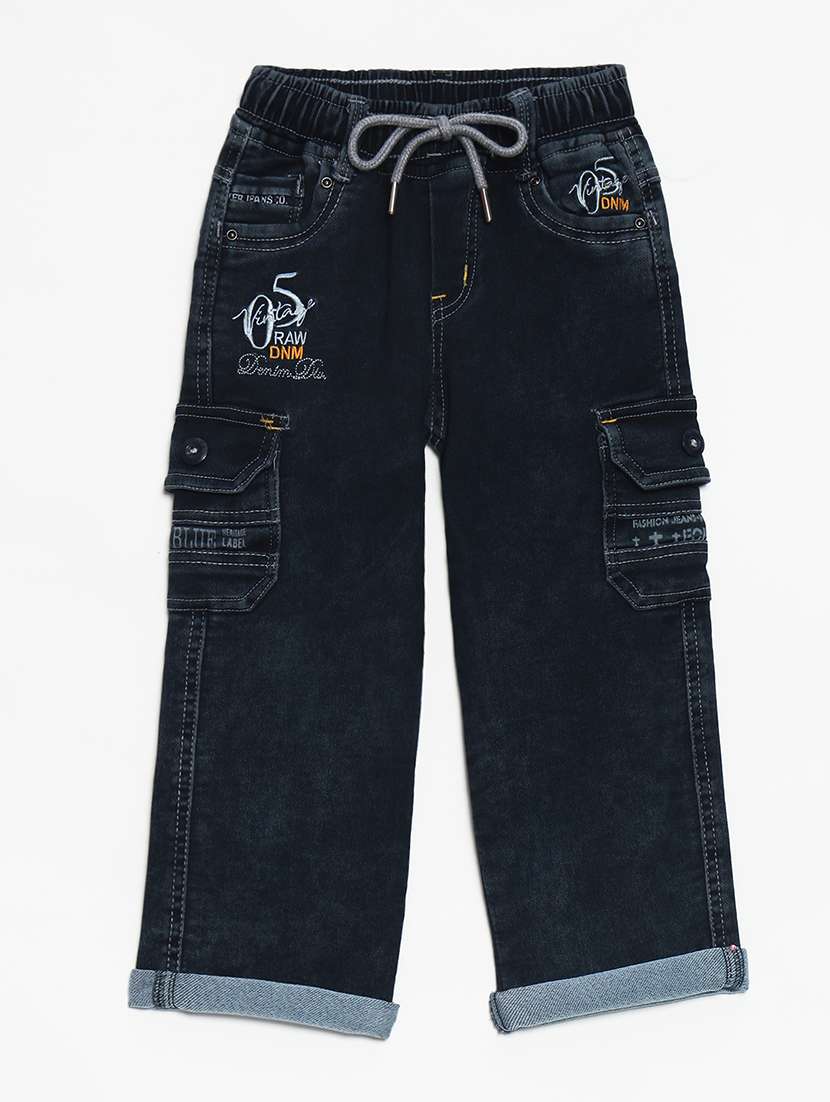 boys mid rise cotton plain jeans
