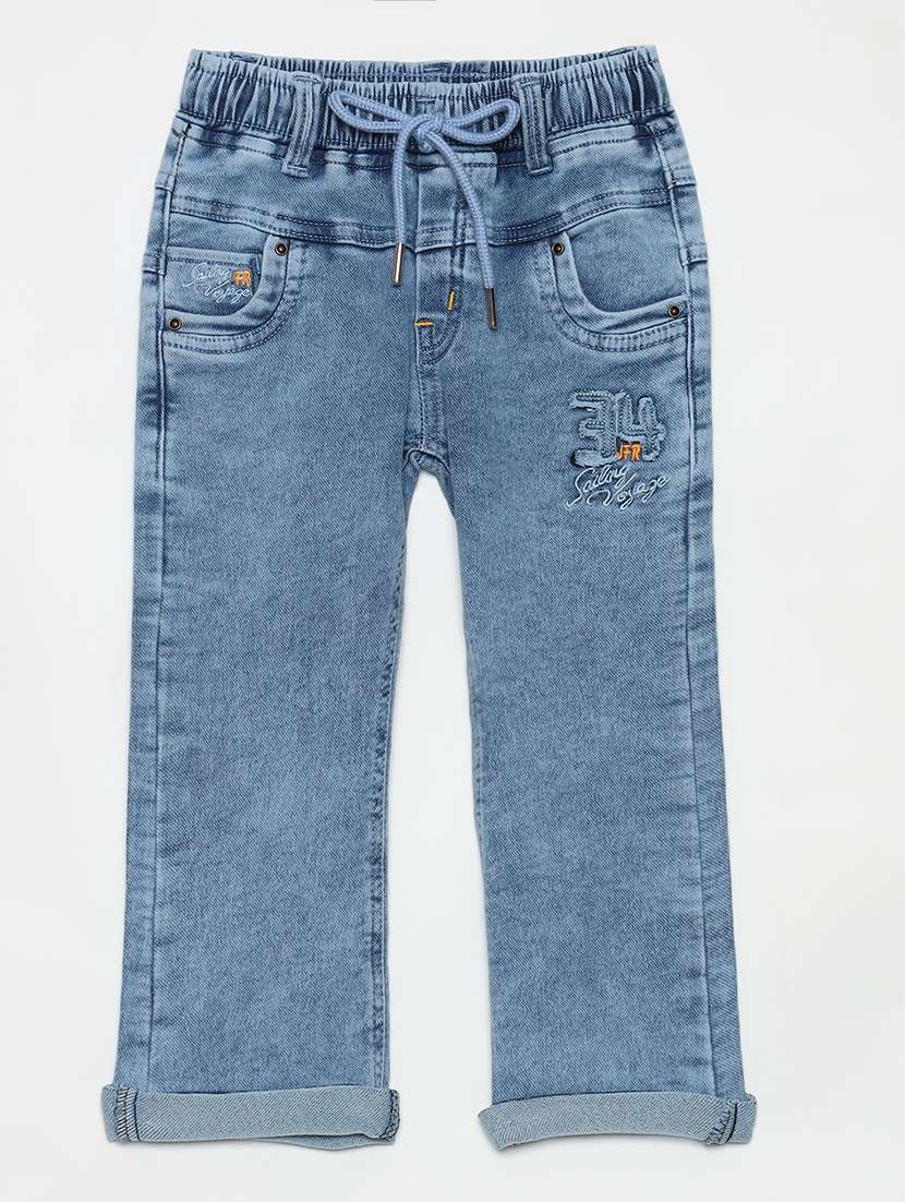 boys mid rise cotton plain jeans
