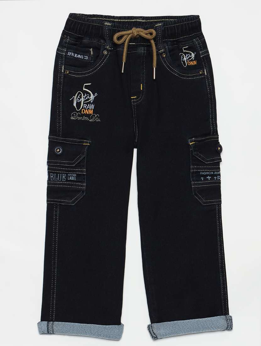 boys mid rise cotton plain jeans - 21461180 - Zoom Image - 0