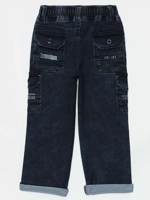 boys mid rise cotton plain jeans - 21461186 - Standard Image - 0