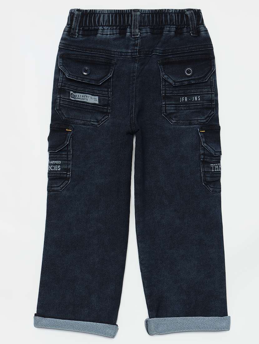 boys mid rise cotton plain jeans - 21461186 - Zoom Image - 0