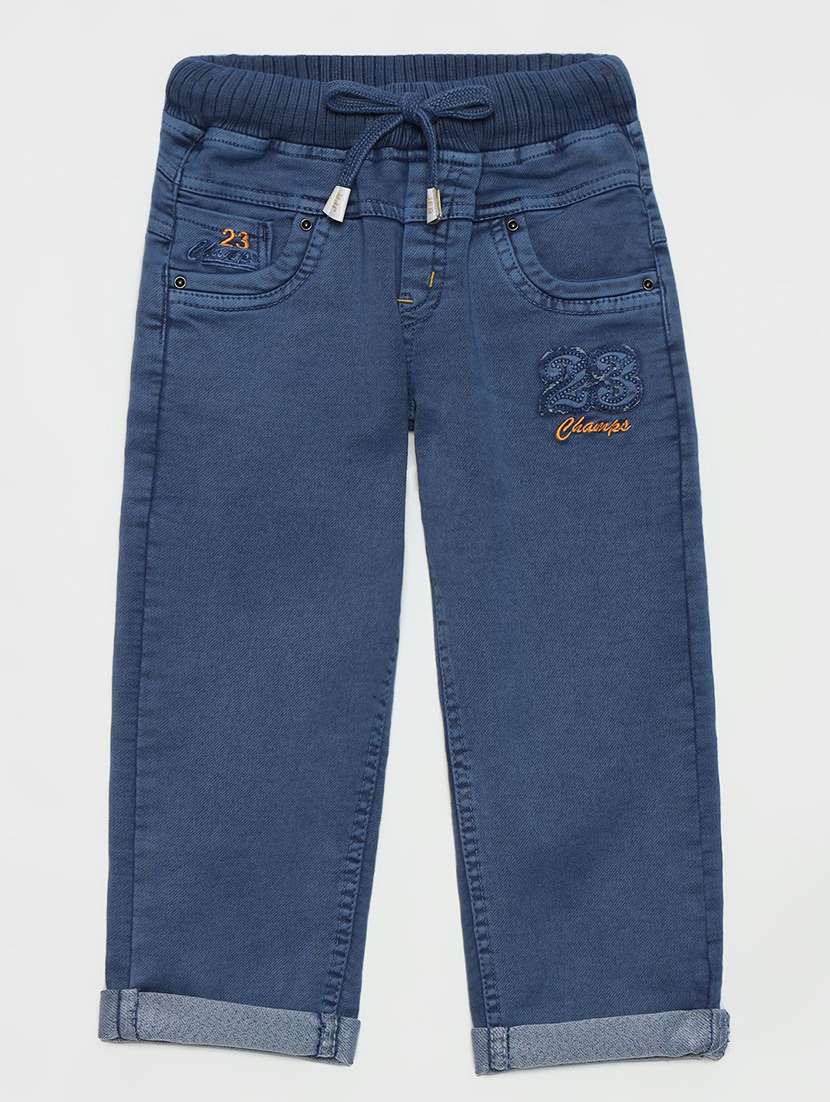 boys mid rise cotton plain jeans