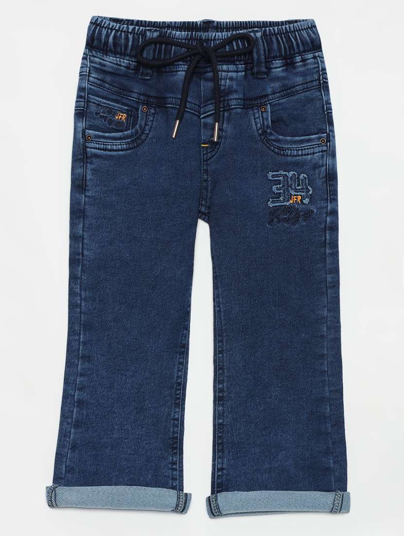 boys mid rise cotton plain jeans