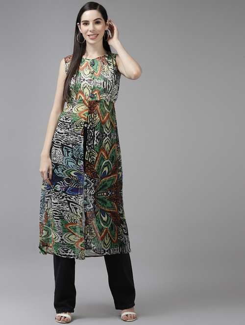 multicolored printed a-line top - 21461403 -  Standard Image - 0