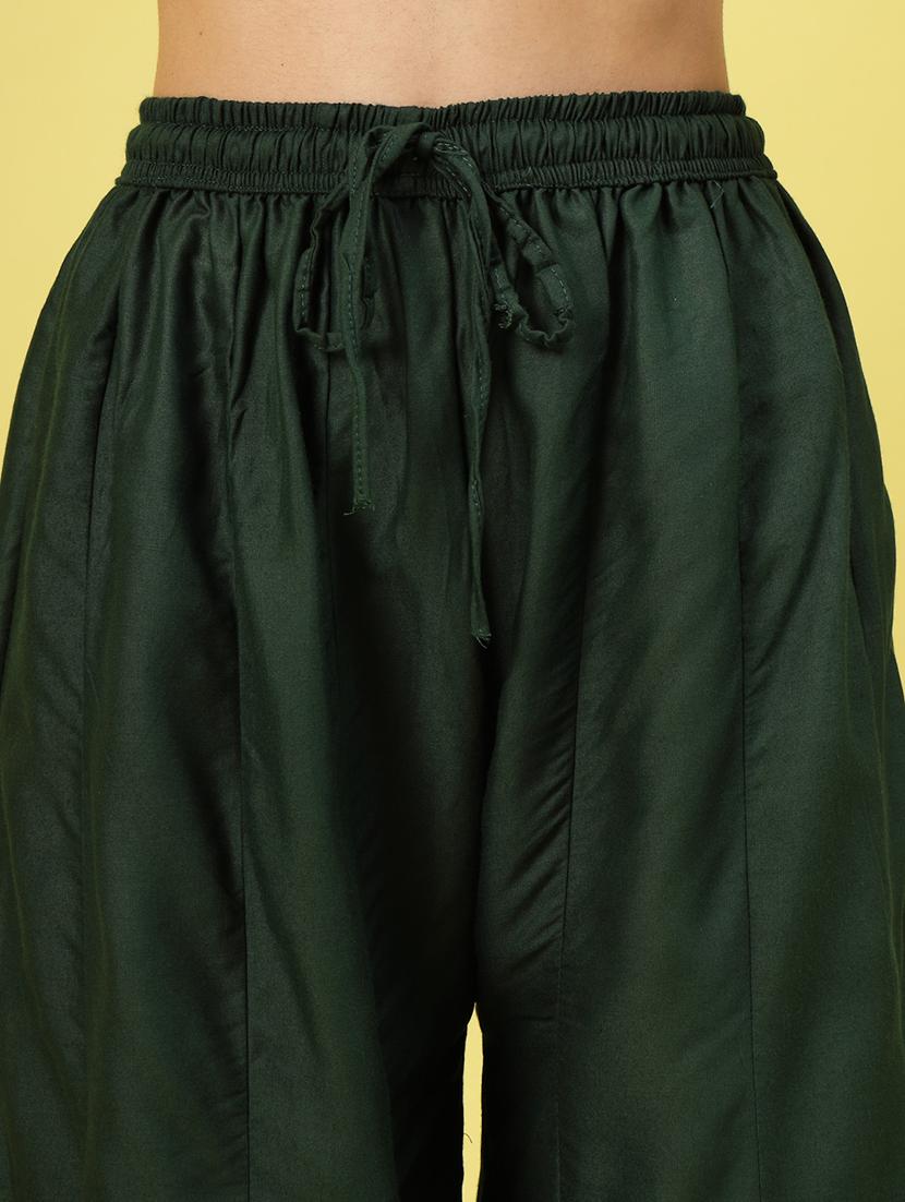 women green rayon flared palazzo - 21462105 - Standard Image - 5