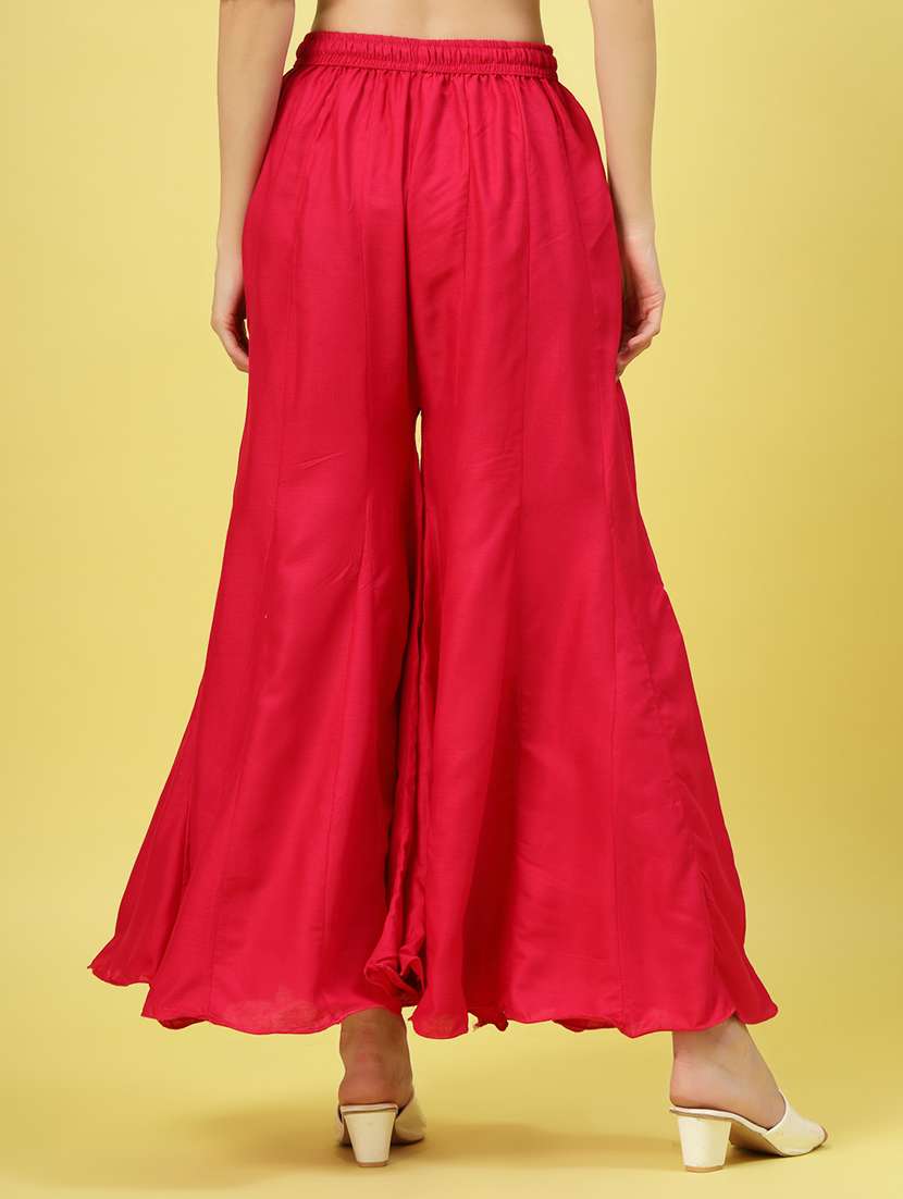 women red rayon flared palazzo - 21462106 - Standard Image - 3