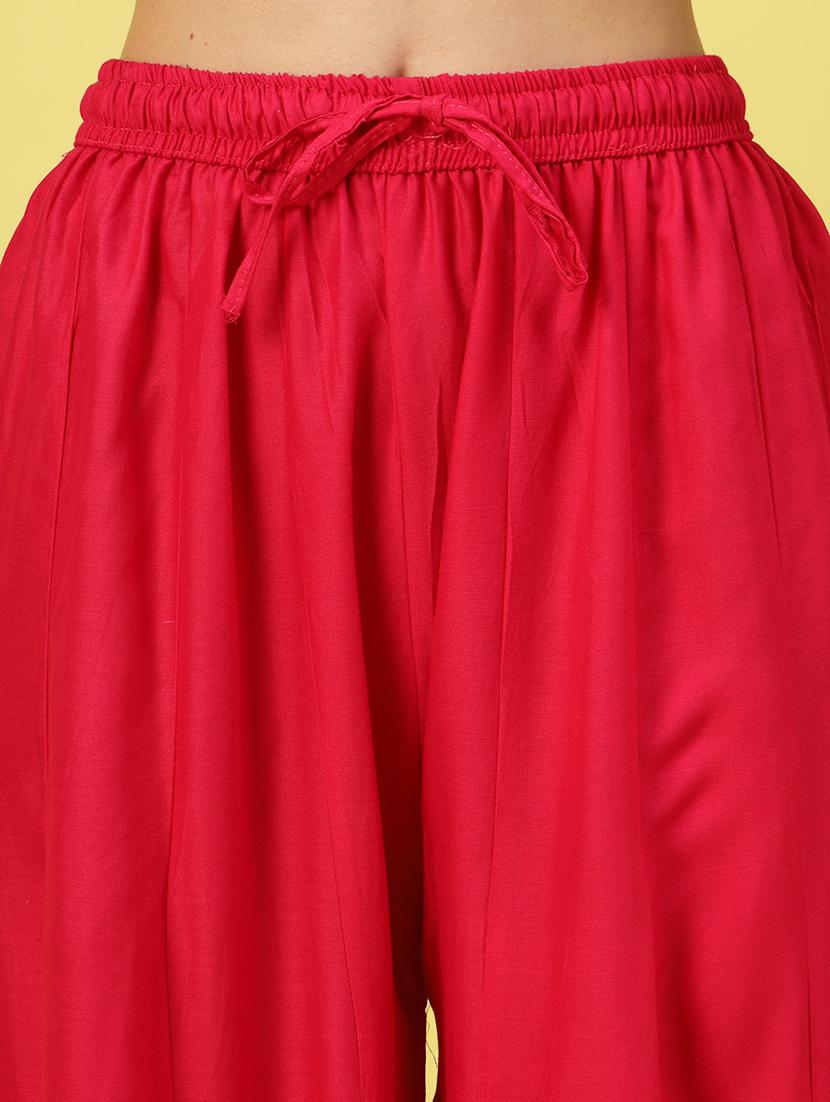 women red rayon flared palazzo - 21462106 - Standard Image - 5