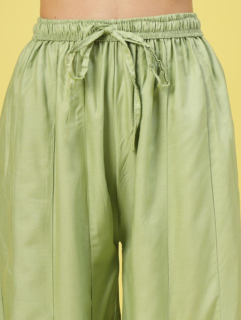 women green rayon flared palazzo - 21462107 - Standard Image - 5