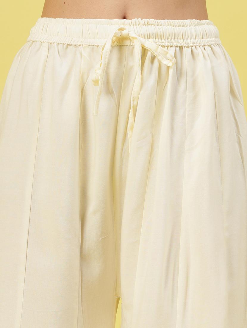 women cream rayon flared palazzo - 21462109 - Standard Image - 5