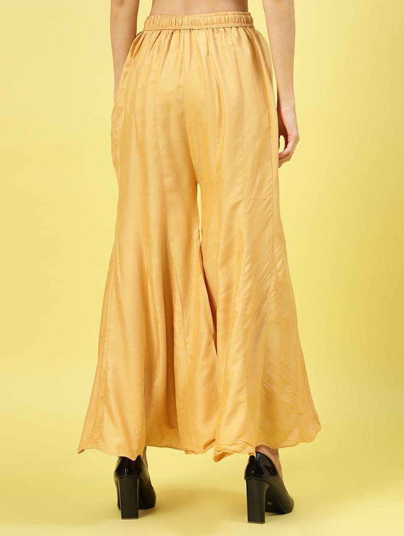 women beige rayon flared palazzo - 21462110 - Standard Image - 3