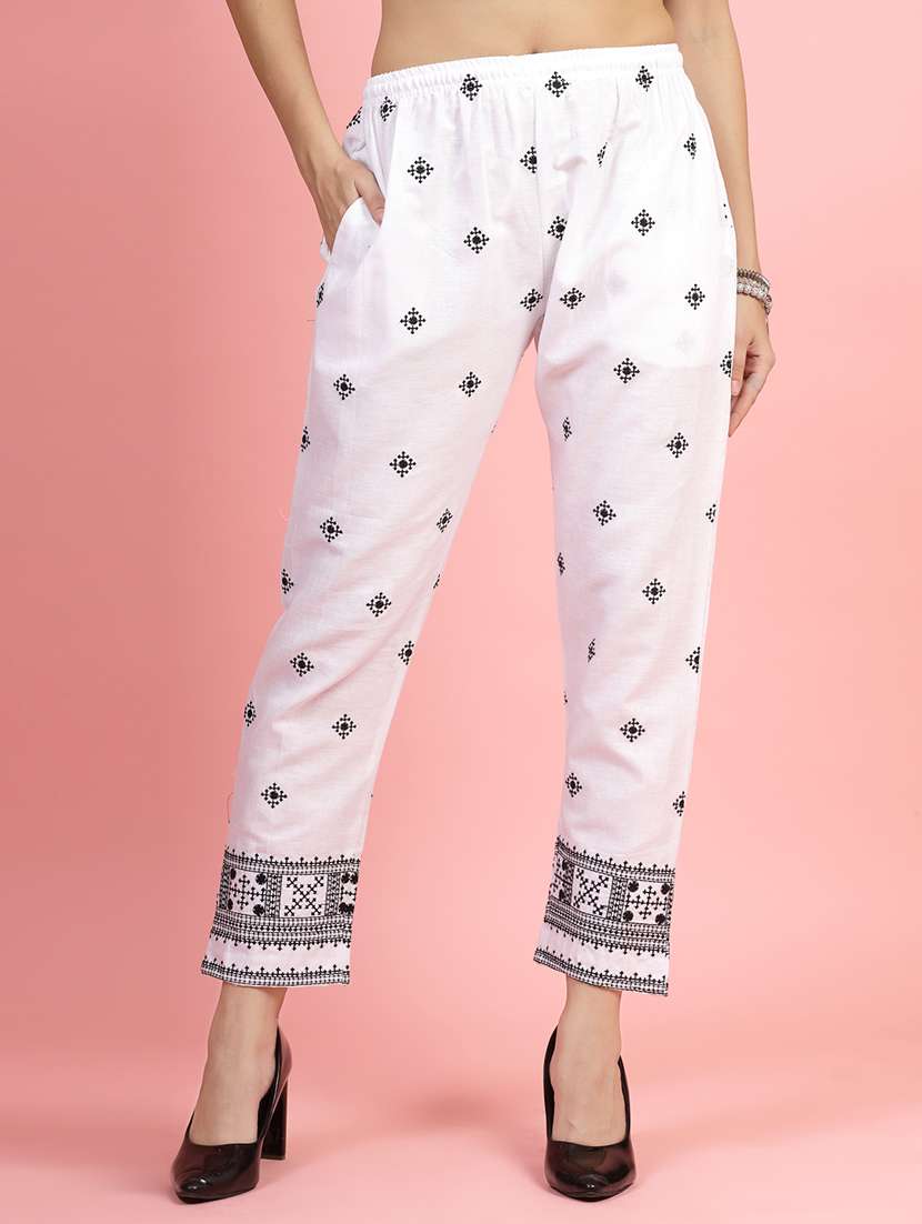 women white cotton peg trouser - 21462111 - Zoom Image - 0