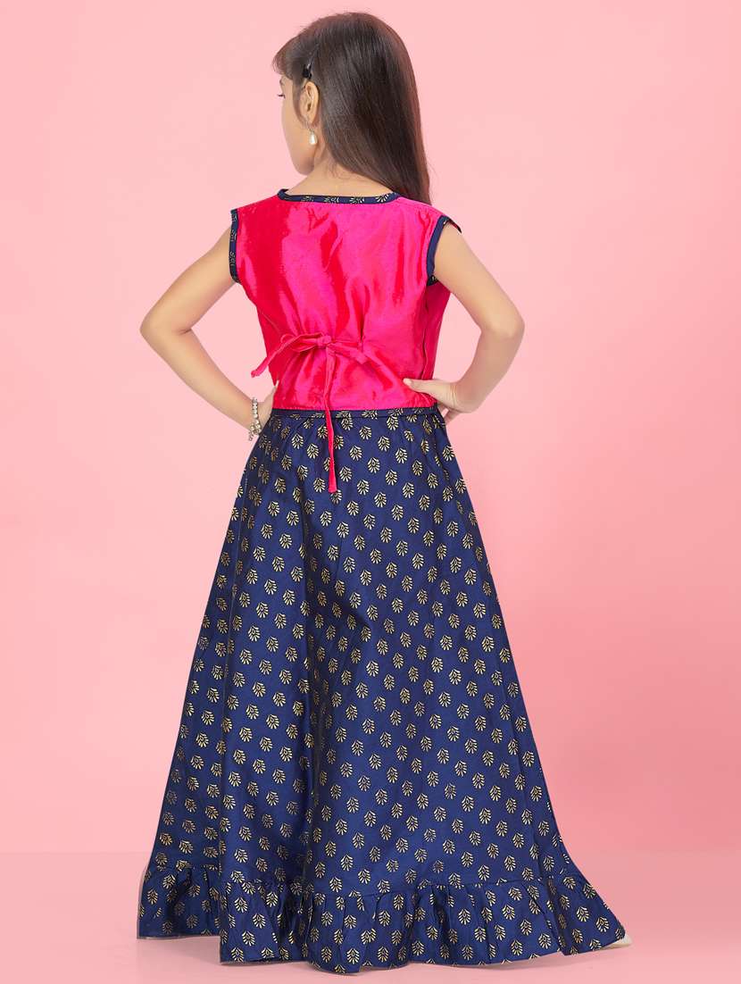 girls foil print silk lehenga choli - 21462196 -  Standard Image - 3