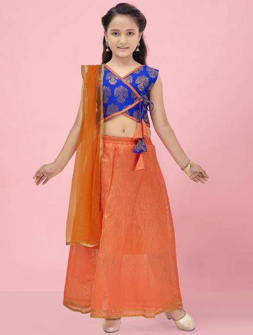 girls self design silk lehenga choli set - 21462198 -  Standard Image - 0