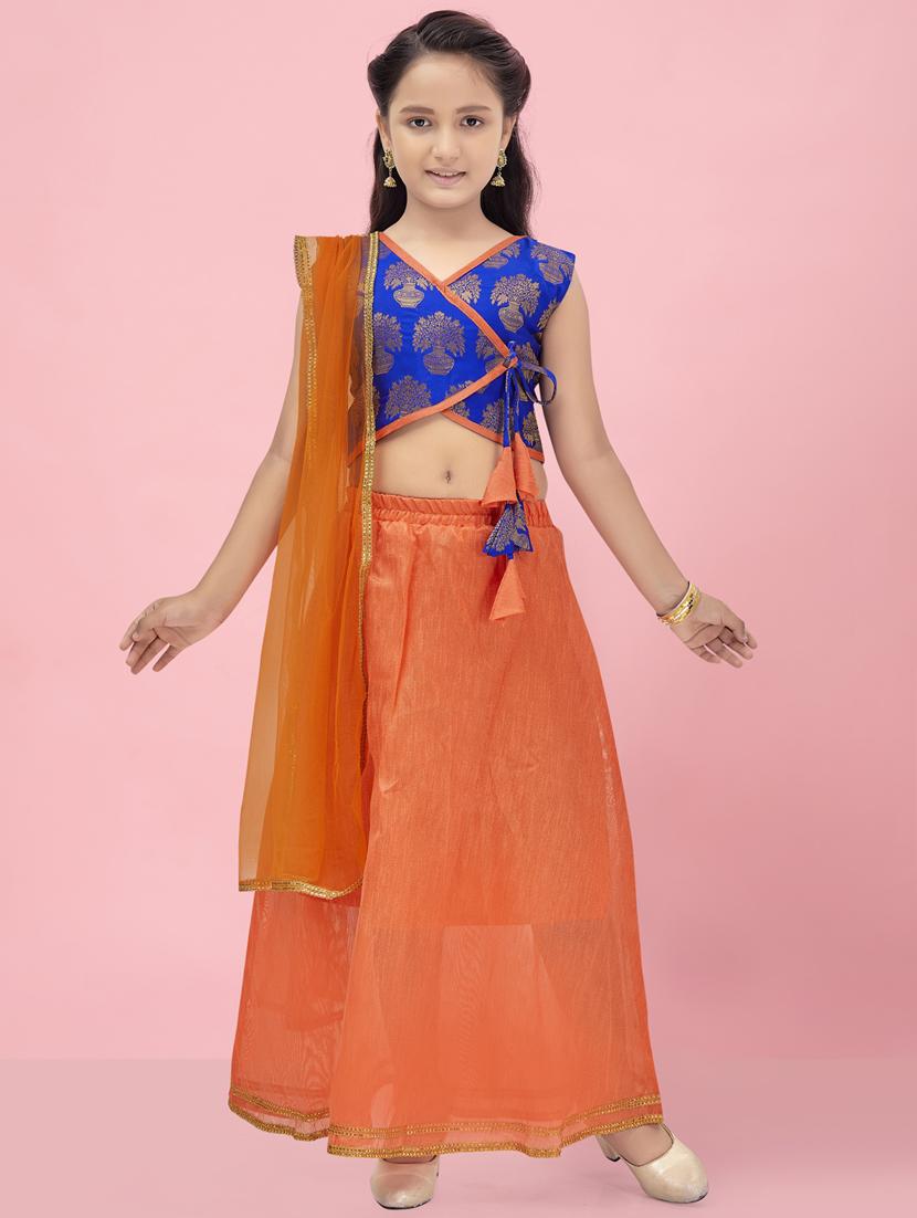 girls self design silk lehenga choli set - 21462198 -  Zoom Image - 0