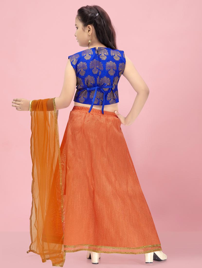 girls self design silk lehenga choli set - 21462198 - Standard Image - 3