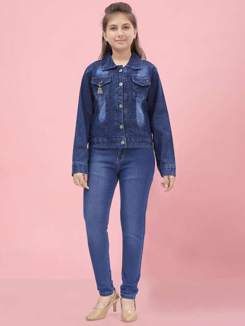 girls washed denim jacket - 21462222 - Standard Image - 0