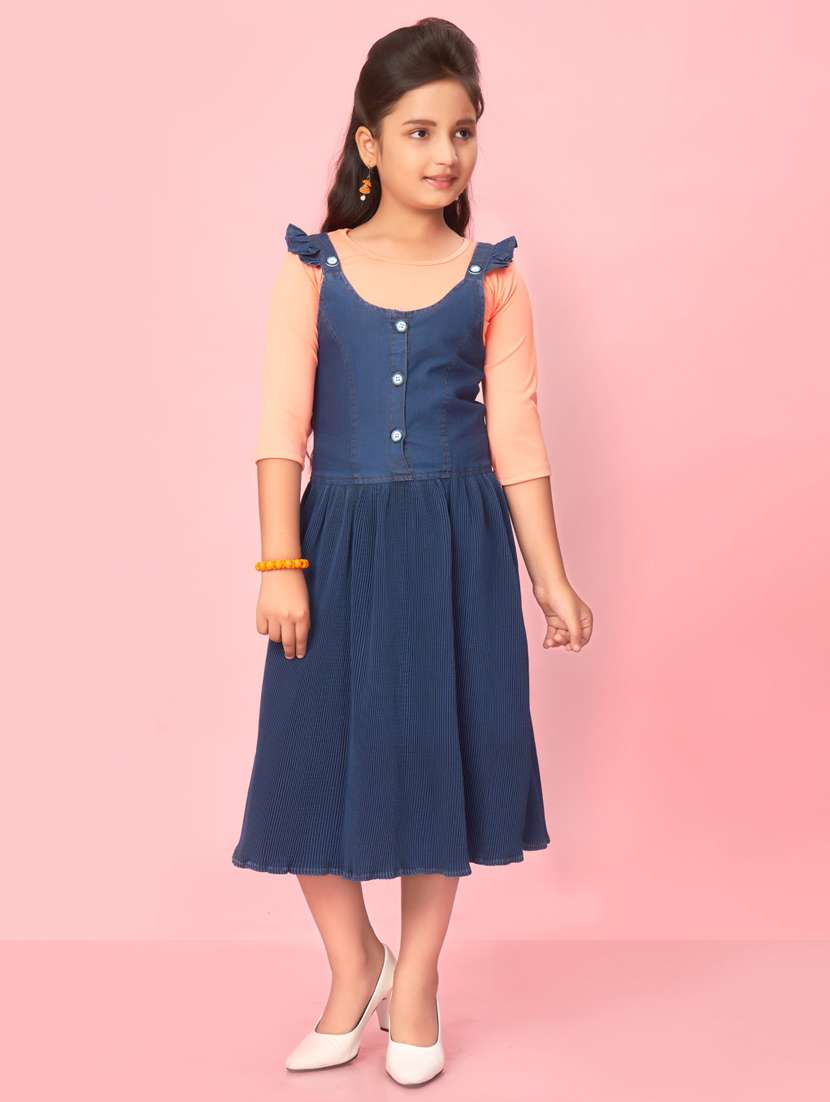 girls blue denim frock