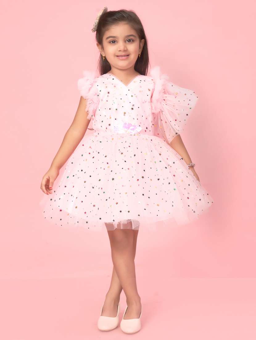 girls pink self-designed frock - 21462288 - Zoom Image - 0
