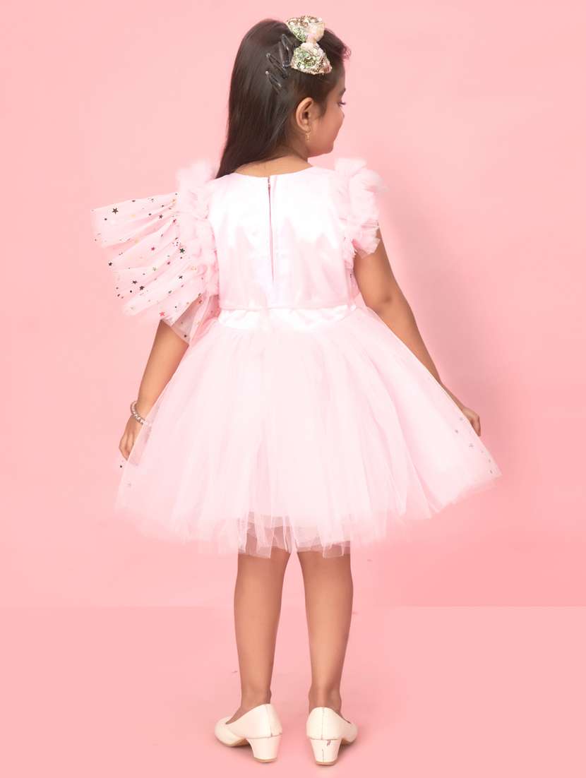 girls pink self-designed frock - 21462288 - Standard Image - 3