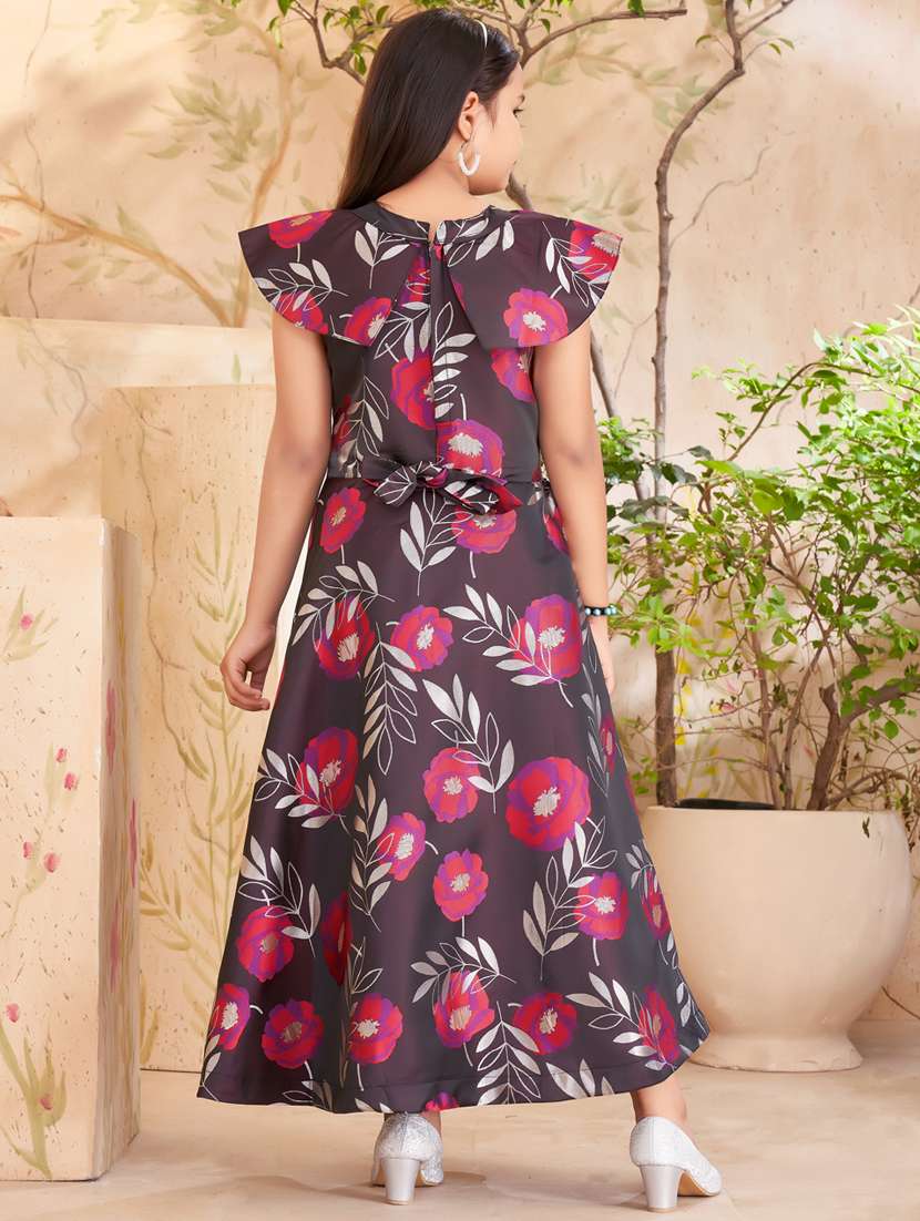 girls purple floral printed frock - 21462359 -  Standard Image - 3