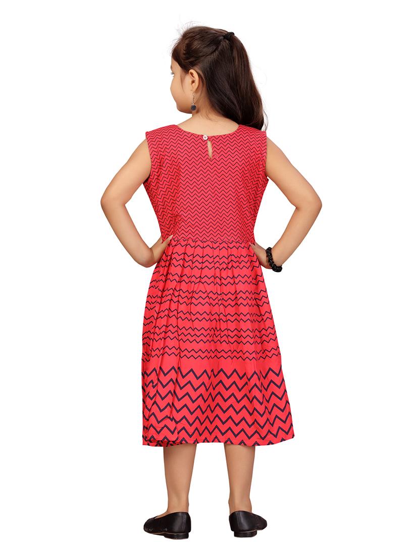 girls red printed frock - 21462470 - Standard Image - 3