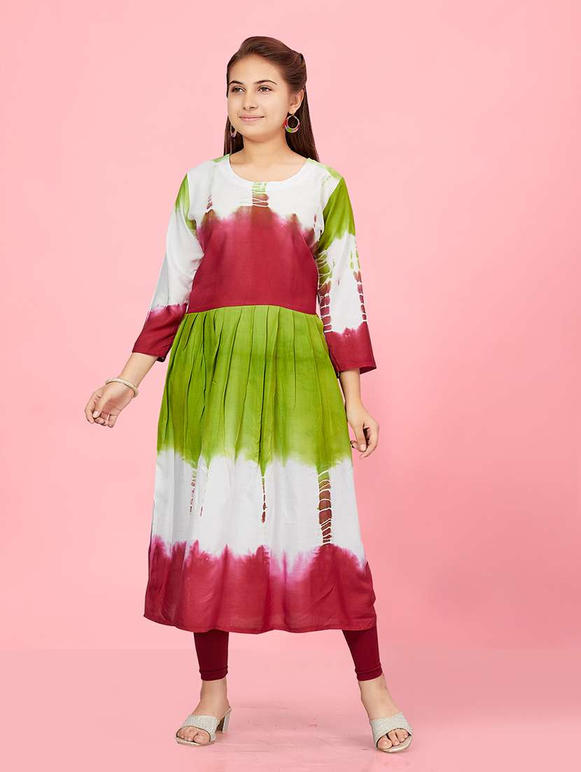 girls white cotton a-line kurta