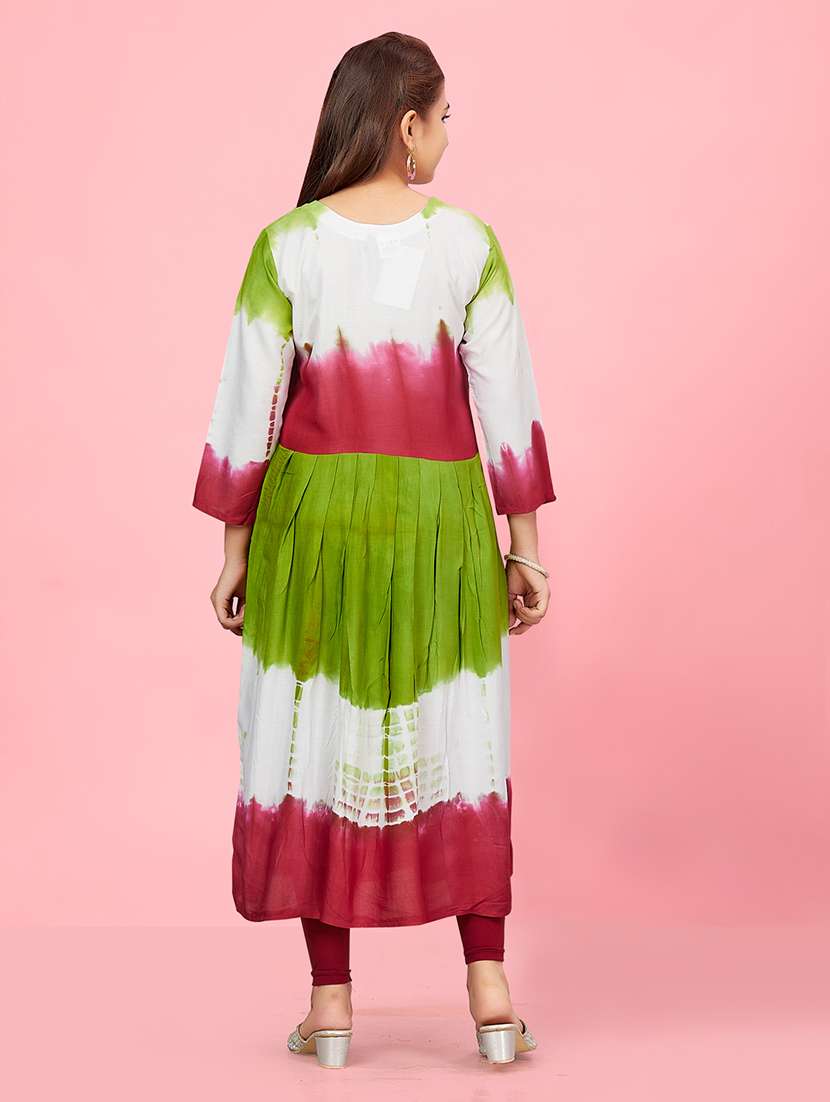 girls white cotton a-line kurta - 21462689 -  Standard Image - 3