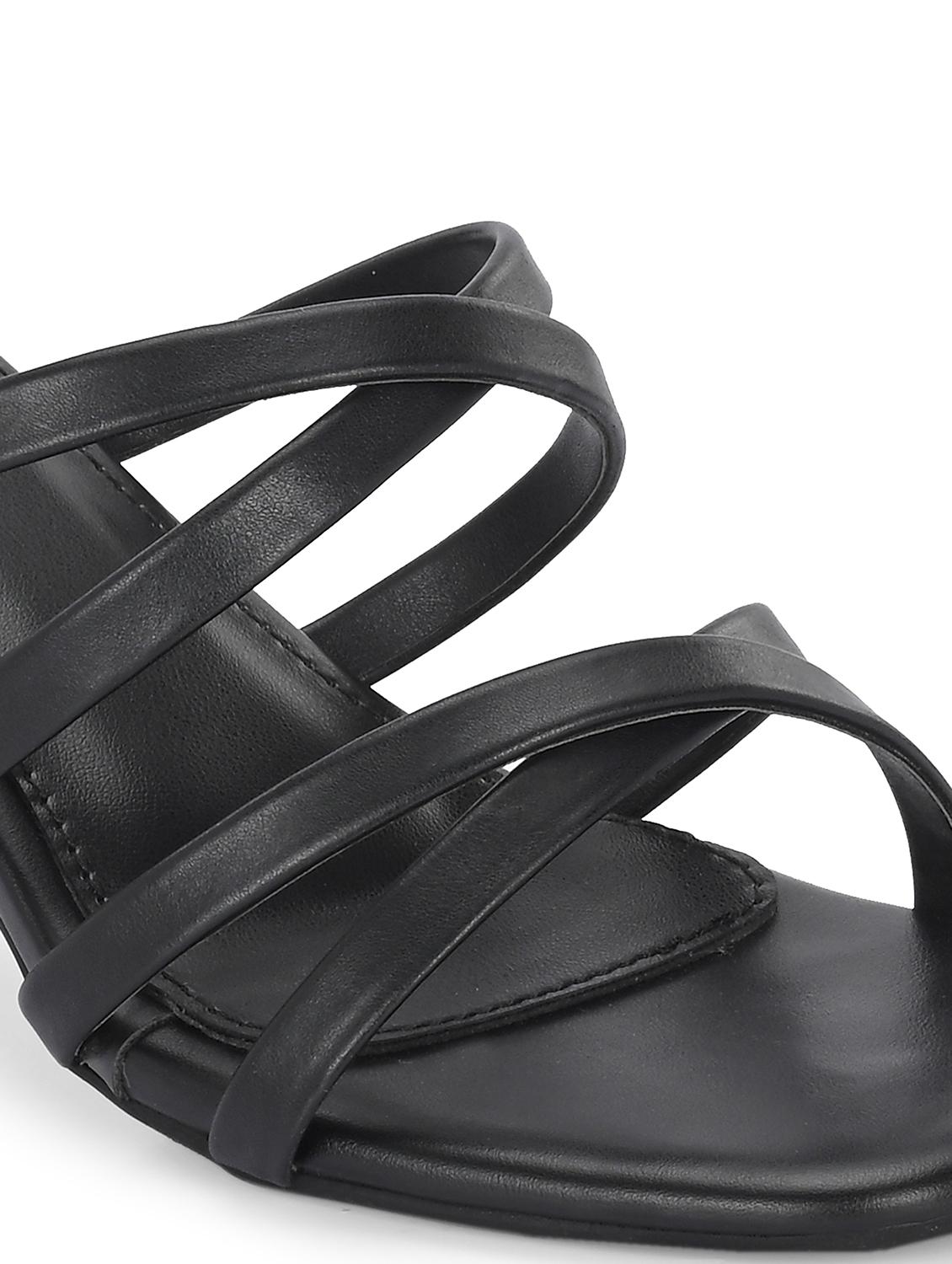 black synthetic slip on sandals - 21463009 - Standard Image - 5