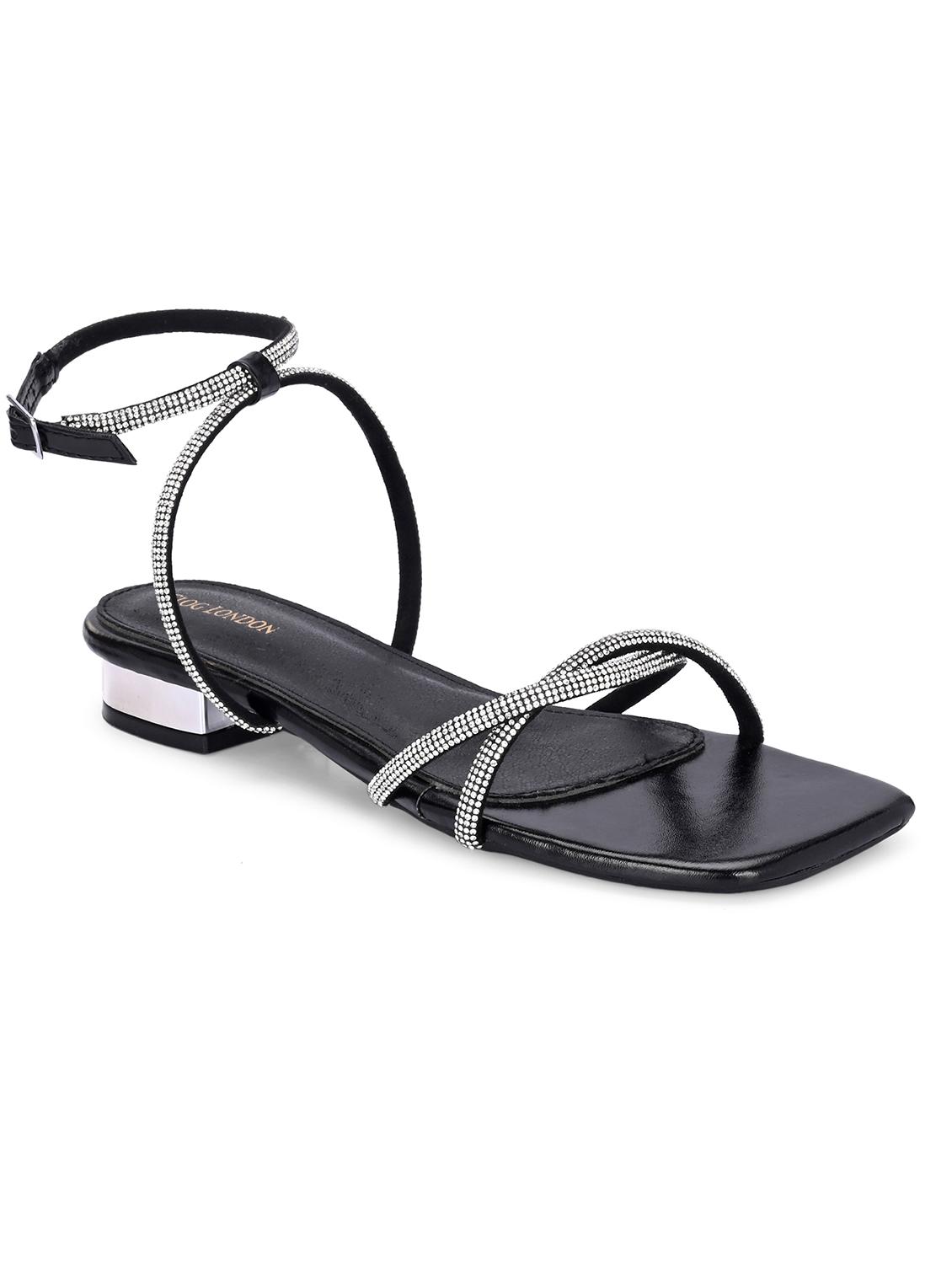 black synthetic back strap sandals - 21463014 - Zoom Image - 0