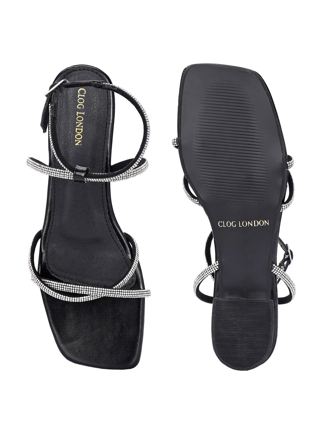 black synthetic back strap sandals - 21463014 - Standard Image - 3