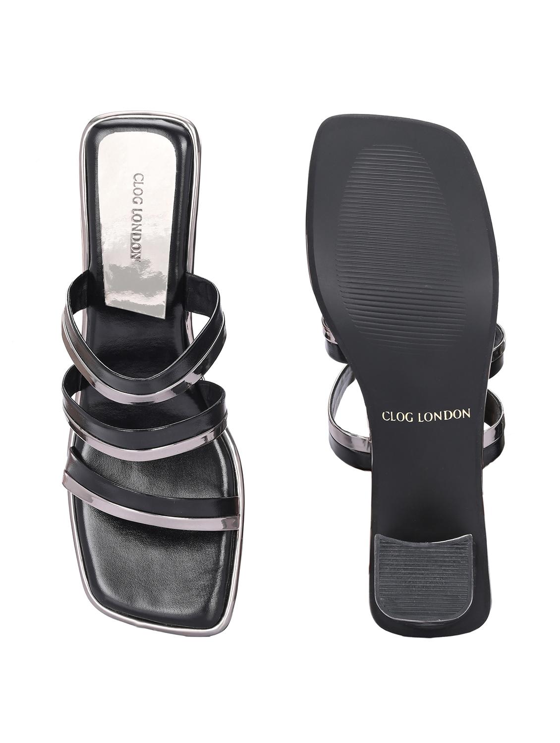 black synthetic slip on sandals - 21463018 - Standard Image - 3