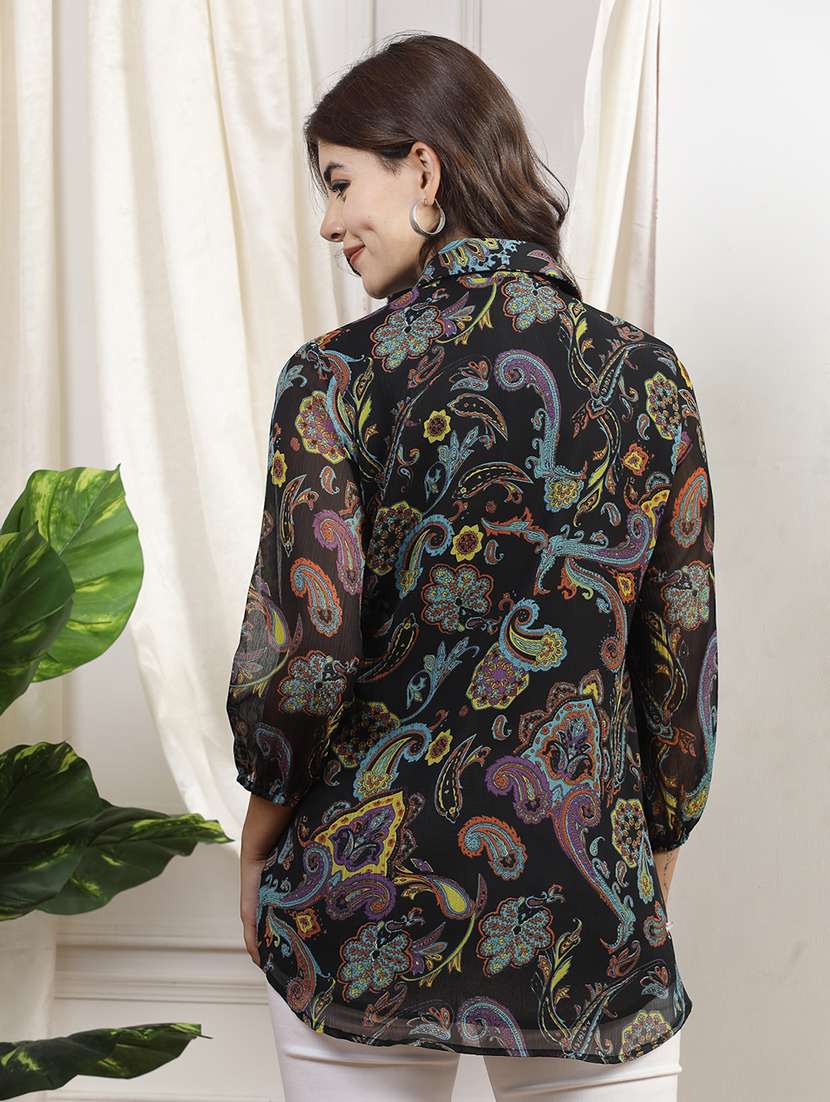 women black printed long sleeves shirt - 21463030 -  Standard Image - 3