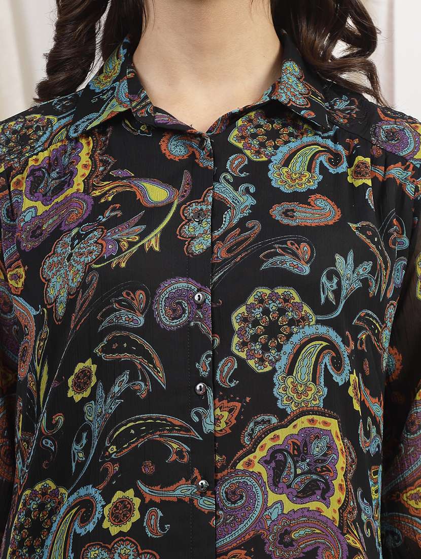 women black printed long sleeves shirt - 21463030 -  Standard Image - 5