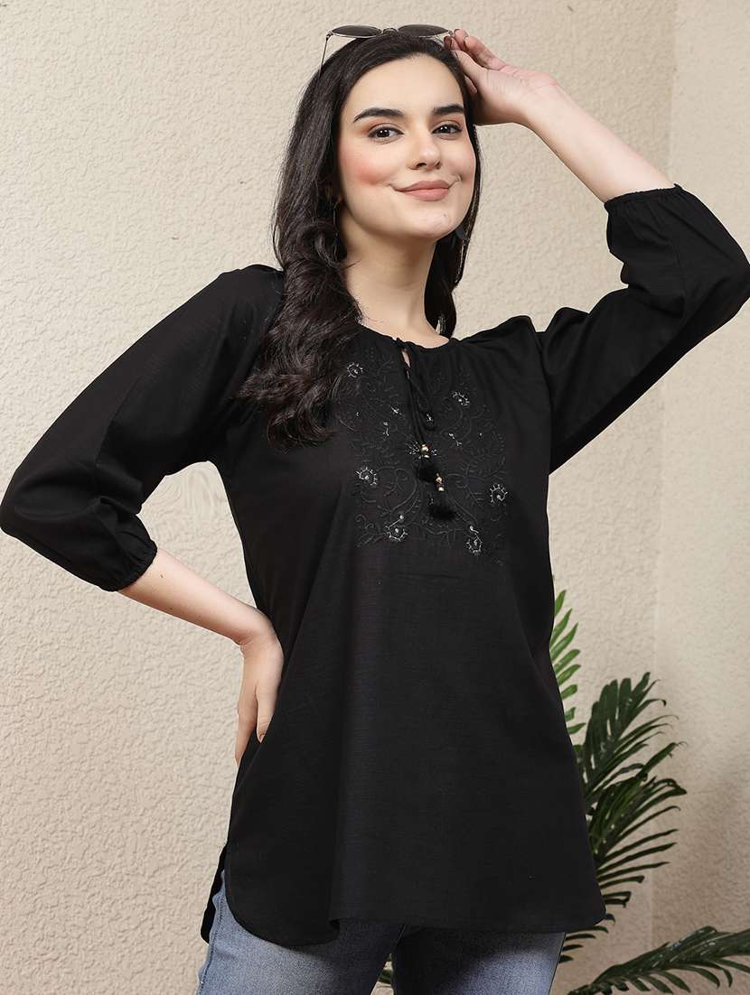 women black embroidered top