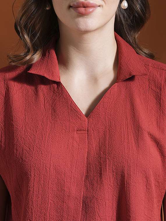 globus women rust shirt collar extended sleeves workwear top - 21463140 -  Standard Image - 5