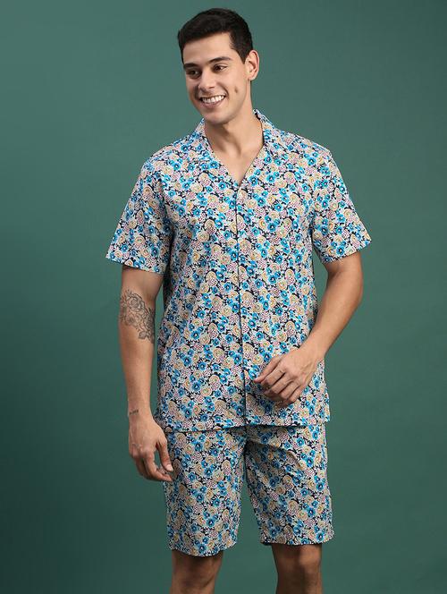 men printed shirt & shorts co-ord set - 21463209 - Standard Image - 0