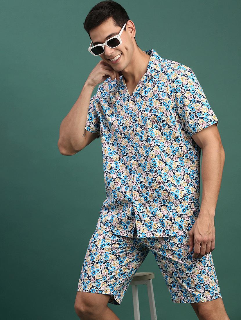 men printed shirt & shorts co-ord set - 21463209 - Standard Image - 3